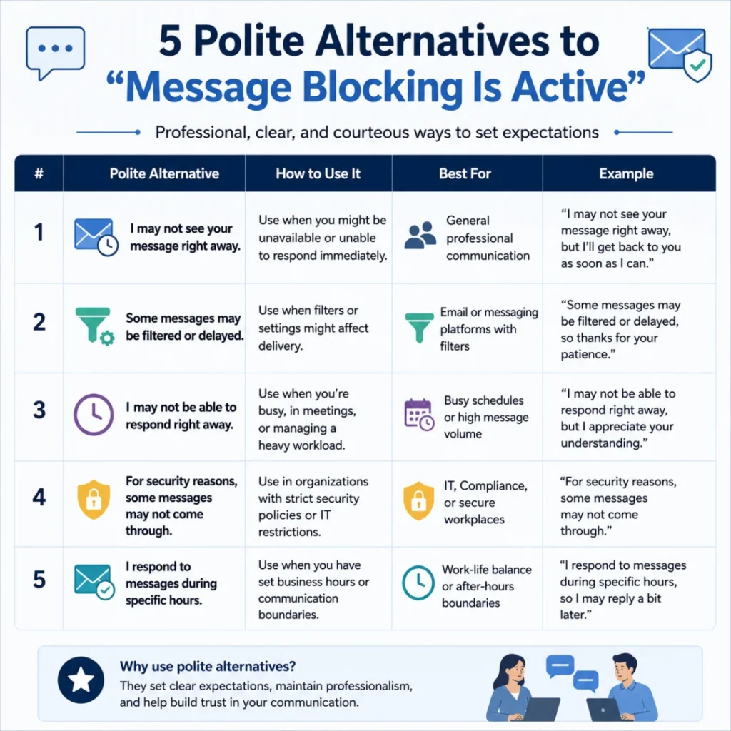 5 Polite Alternatives to “Message Blocking Is Active” (With Table)