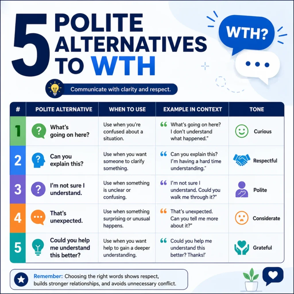 5 Polite Alternatives to WTH (With Table)