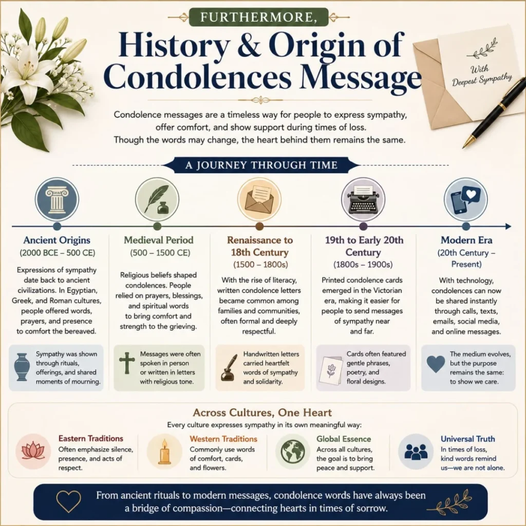 Furthermore, History & Origin of Condolences Message