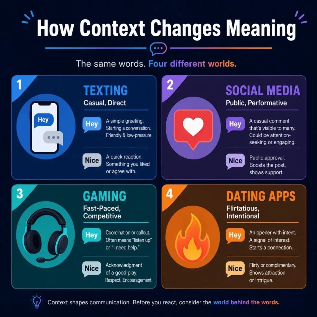 How Context Changes Meaning (Texting, Social Media, Gaming, Dating Apps)
