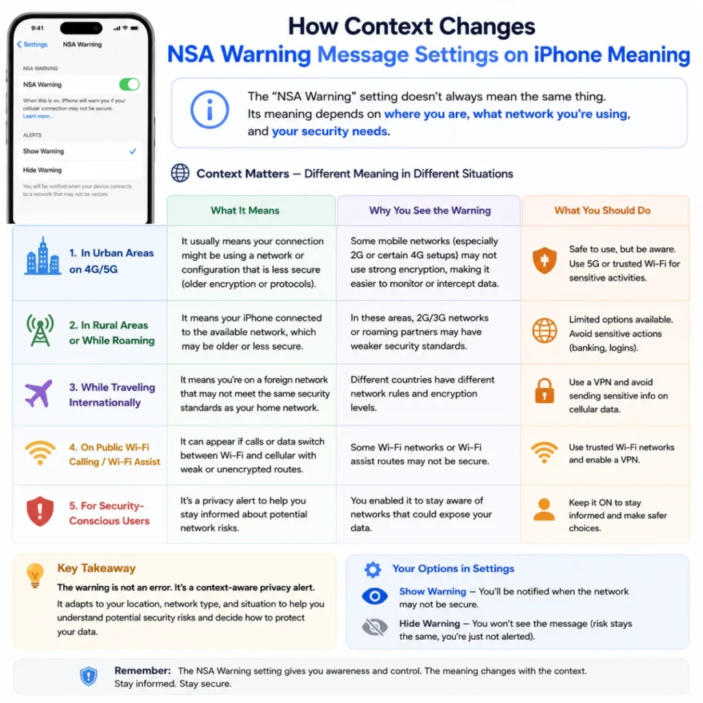 How Context Changes nsa warning message settings iphone Meaning
