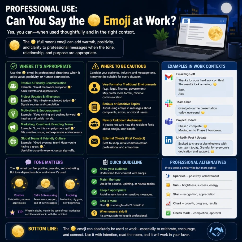 Professional Use: Can You Say the 🌕 Current Phase of the Moon Emoji at Work?
