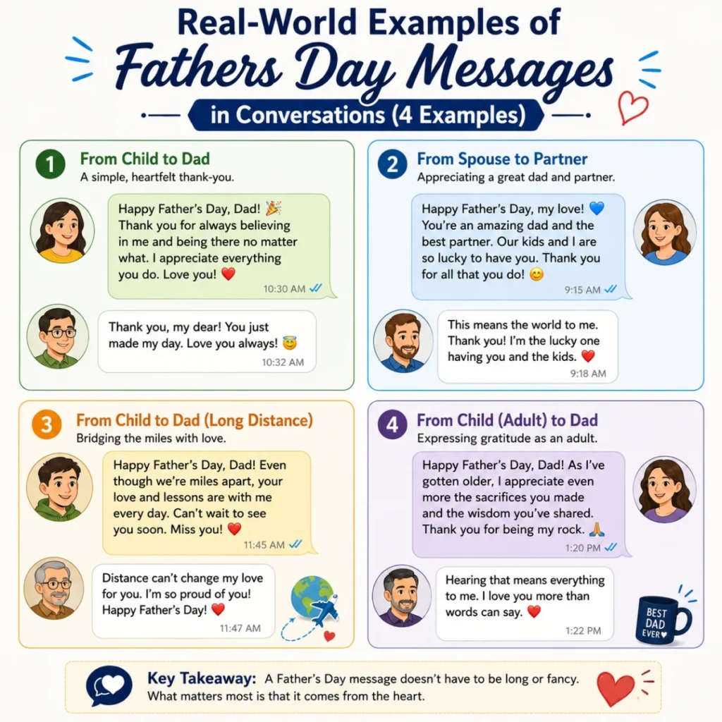 Real-World Examples of Fathers Day Messages in Conversations (4 Examples)