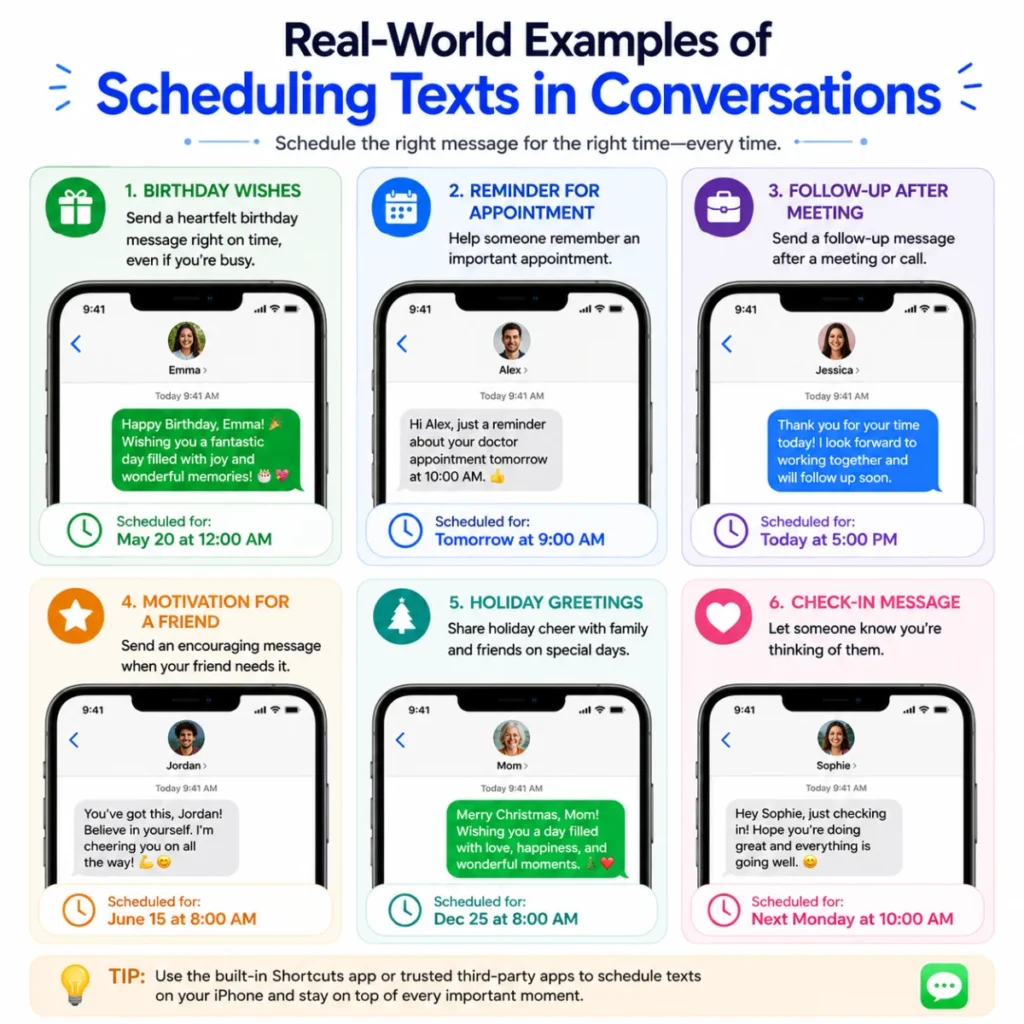 Real-World Examples of Scheduling Texts in Conversations