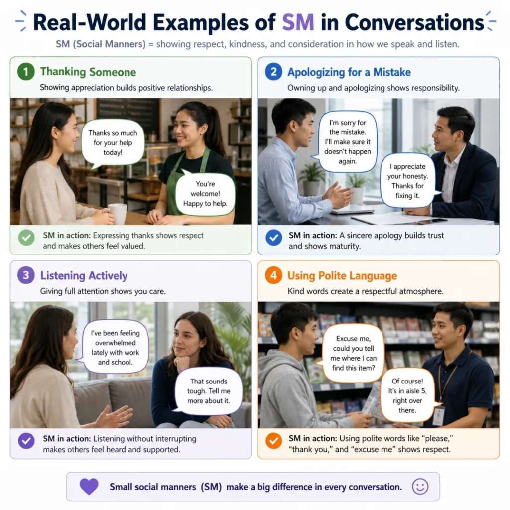 Real-World Examples of sm in Conversations (4 Scenarios)