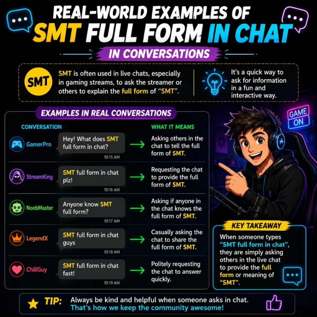 Real-World Examples of smt full form in chat in Conversations