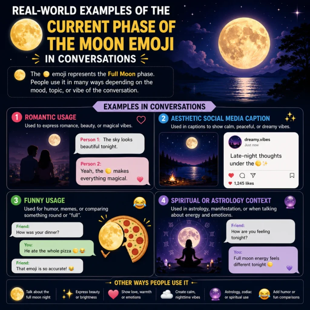 Real-World Examples of the 🌕 Current Phase of the Moon Emoji in Conversations