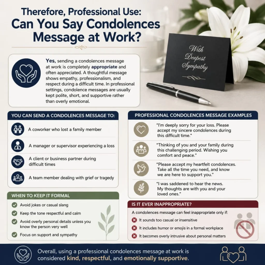 Therefore, Professional Use: Can You Say Condolences Message at Work?