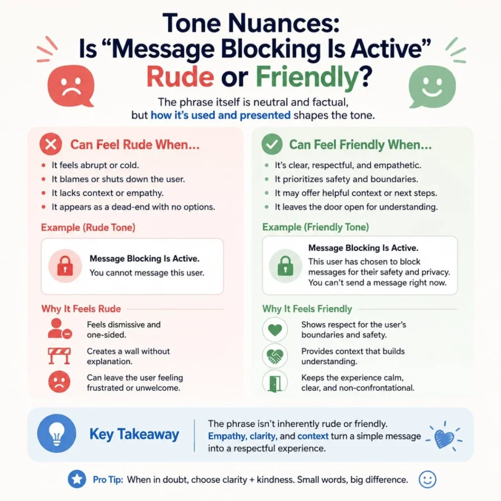 Tone Nuances: Is “Message Blocking Is Active” Rude or Friendly?