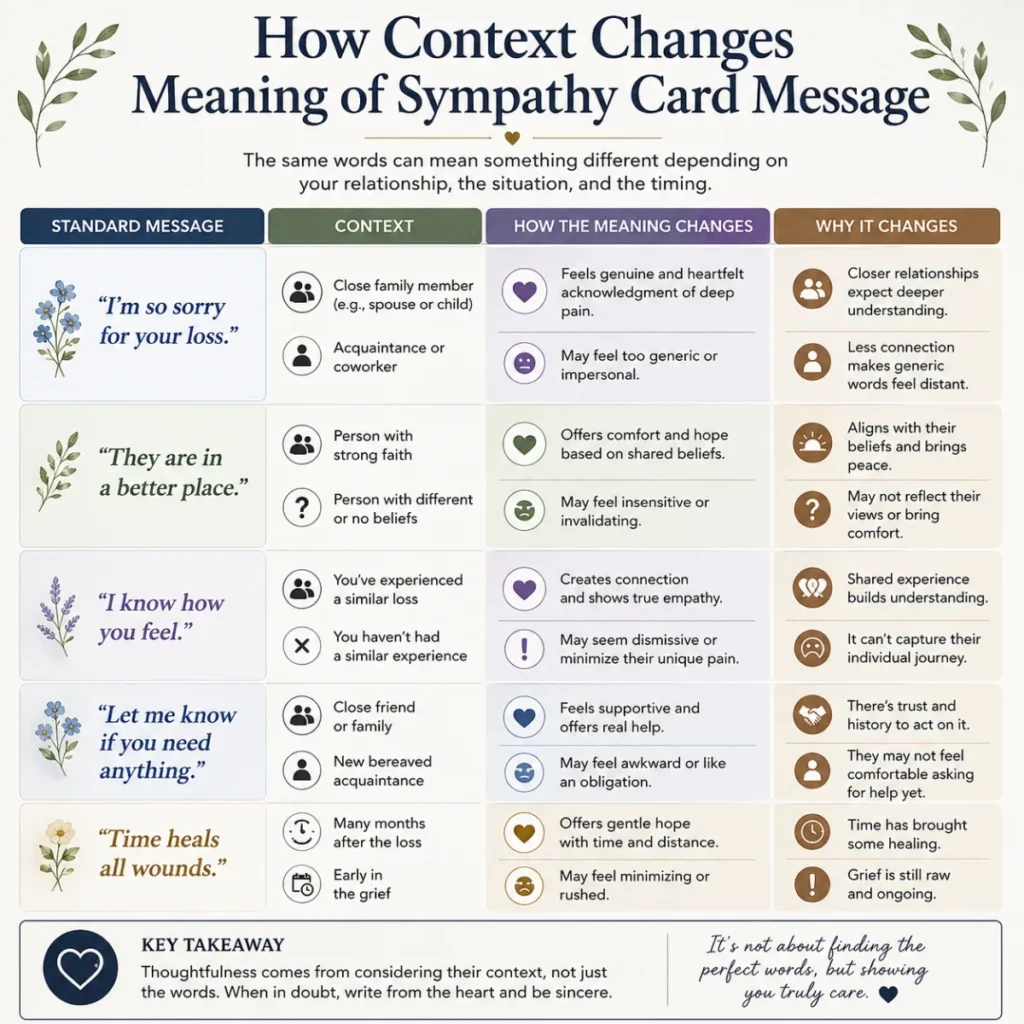 How Context Changes Meaning of Sympathy Card Message