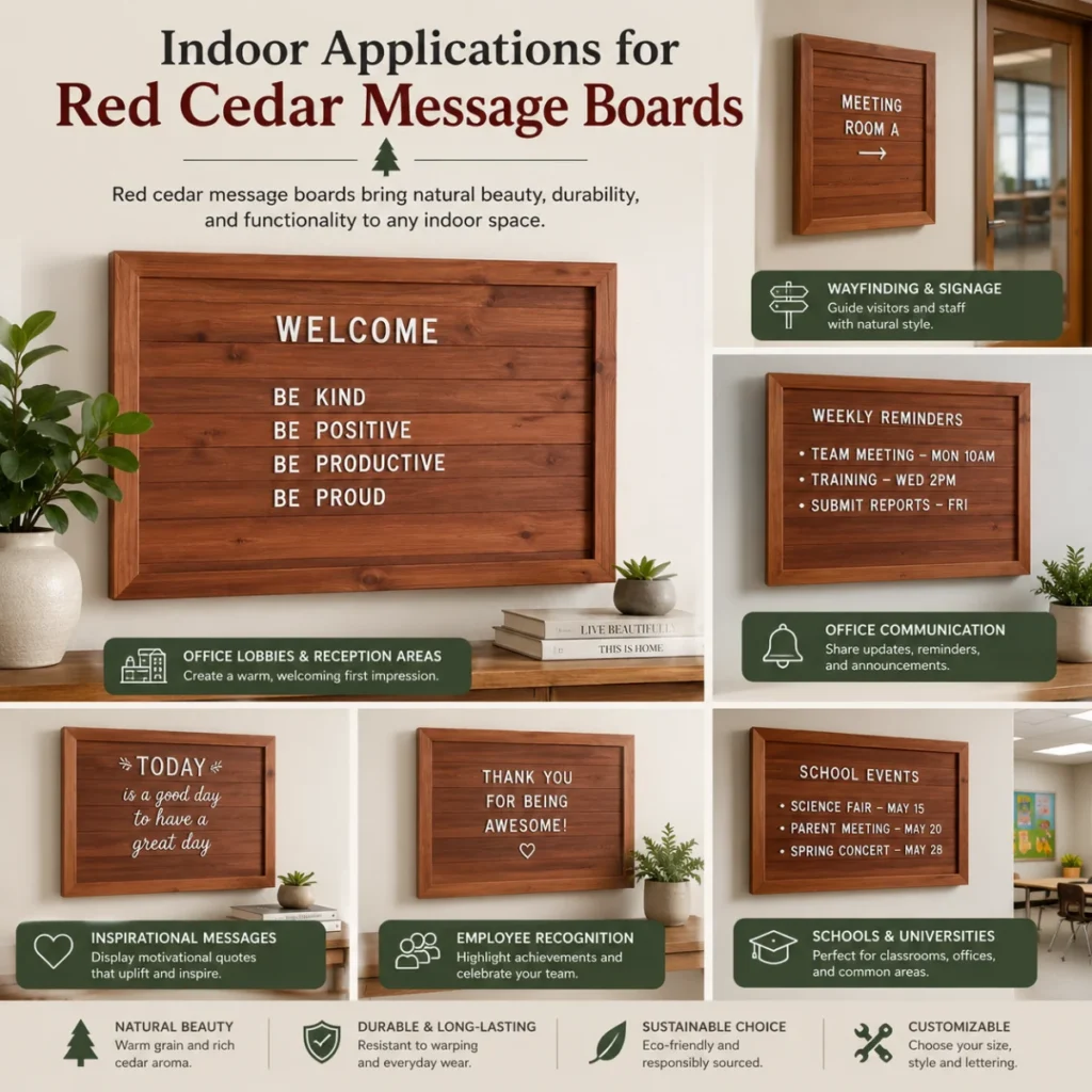 Indoor Applications for Red Cedar Message Boards