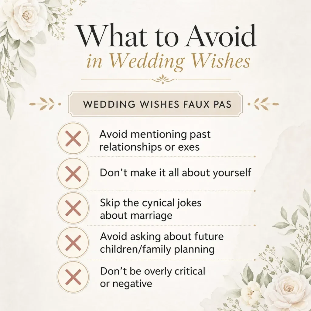 What to Avoid in a Wedding Wishes Message