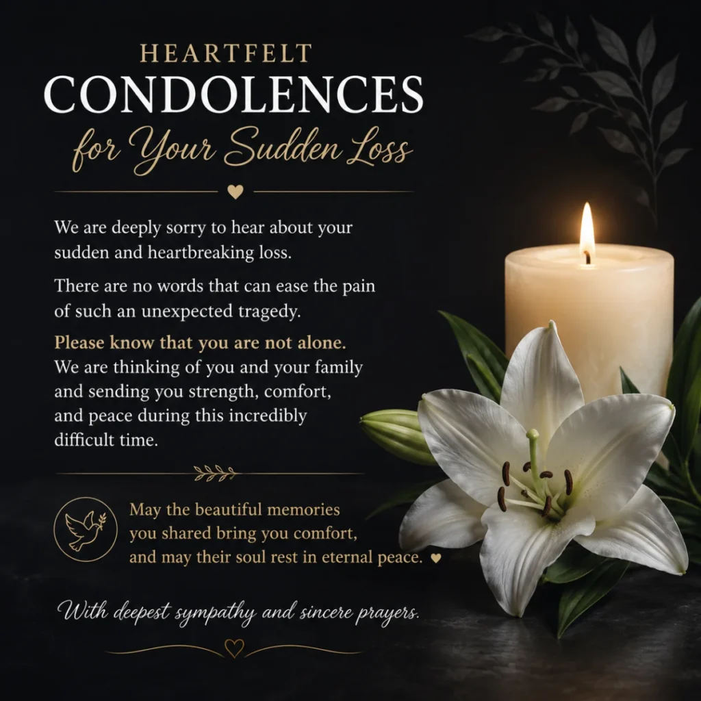Death Condolence Message for Sudden Death