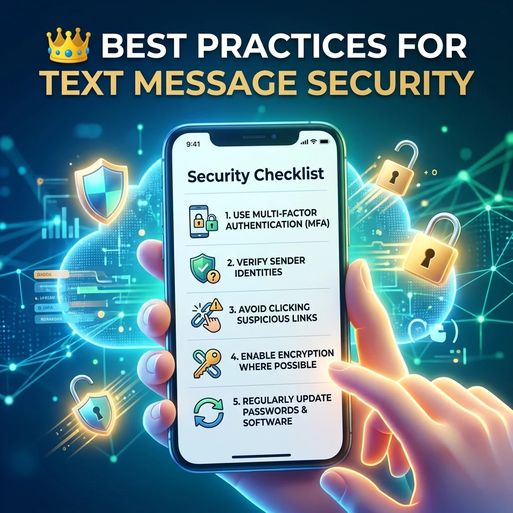 Best practices for text message security, including SMS safety, scam prevention, suspicious links, and verification codes