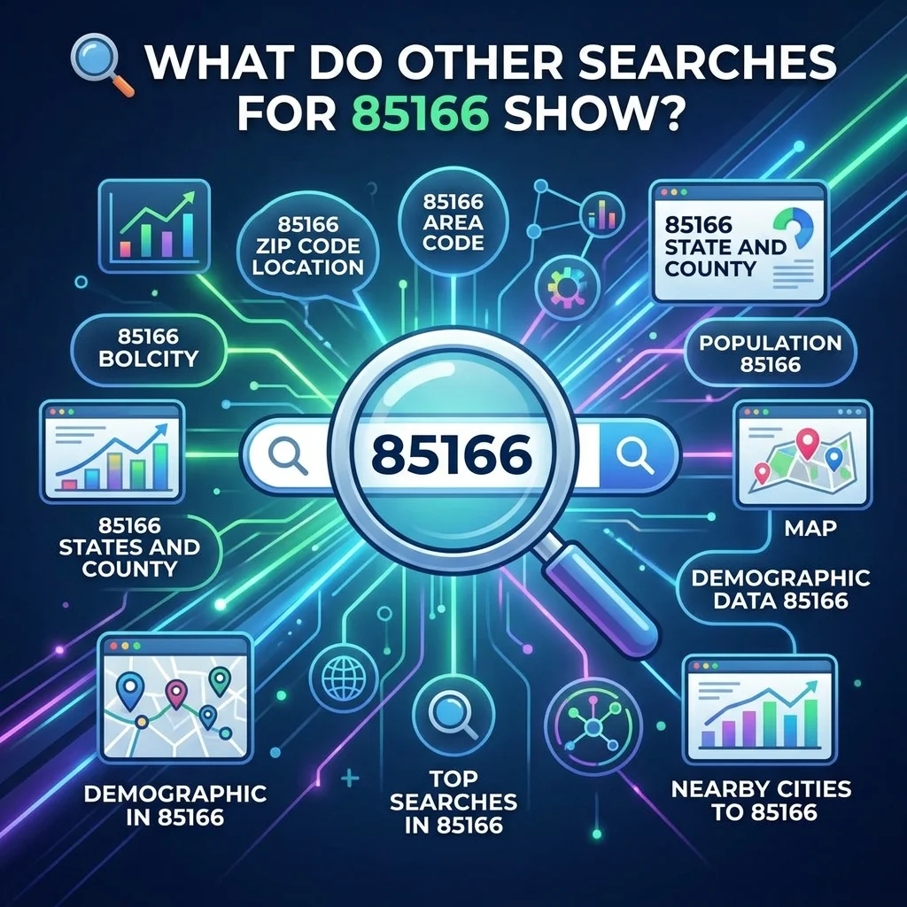 What other searches for 85166 show, including text message meanings, SMS short code information, and online search results