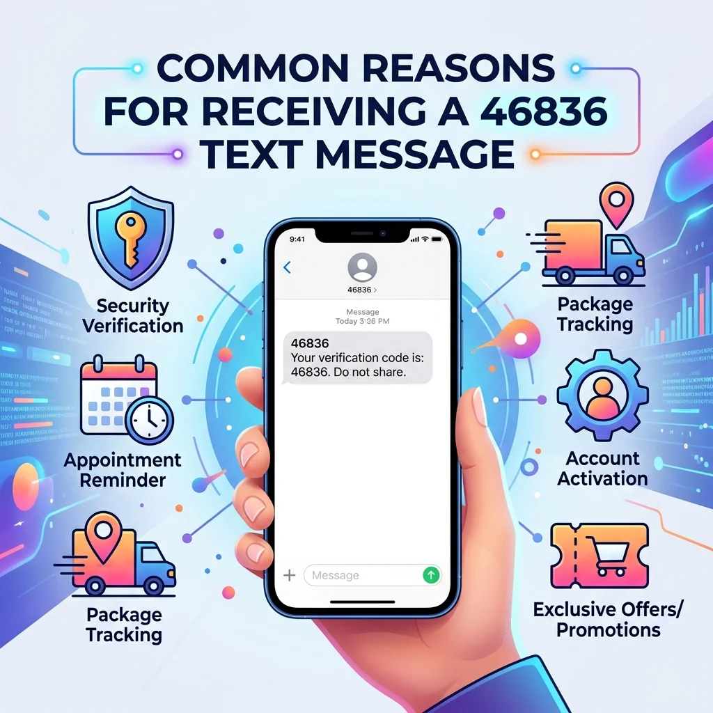 Common reasons for receiving a 46836 text message, including SMS alerts, notifications, verification codes, and service messages