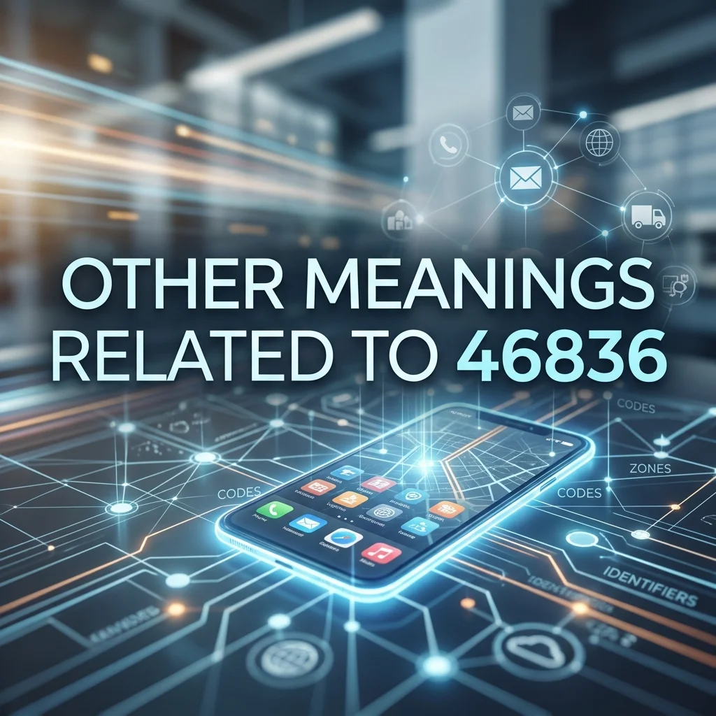 Other meanings related to 46836, including SMS short codes, mobile alerts, verification messages, and digital communication