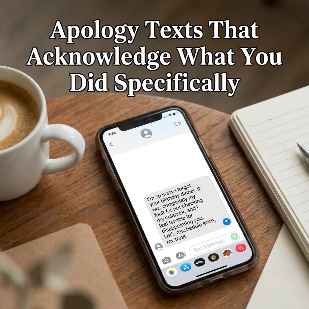 Apology texts that acknowledge what you did specifically with sincere and thoughtful messages