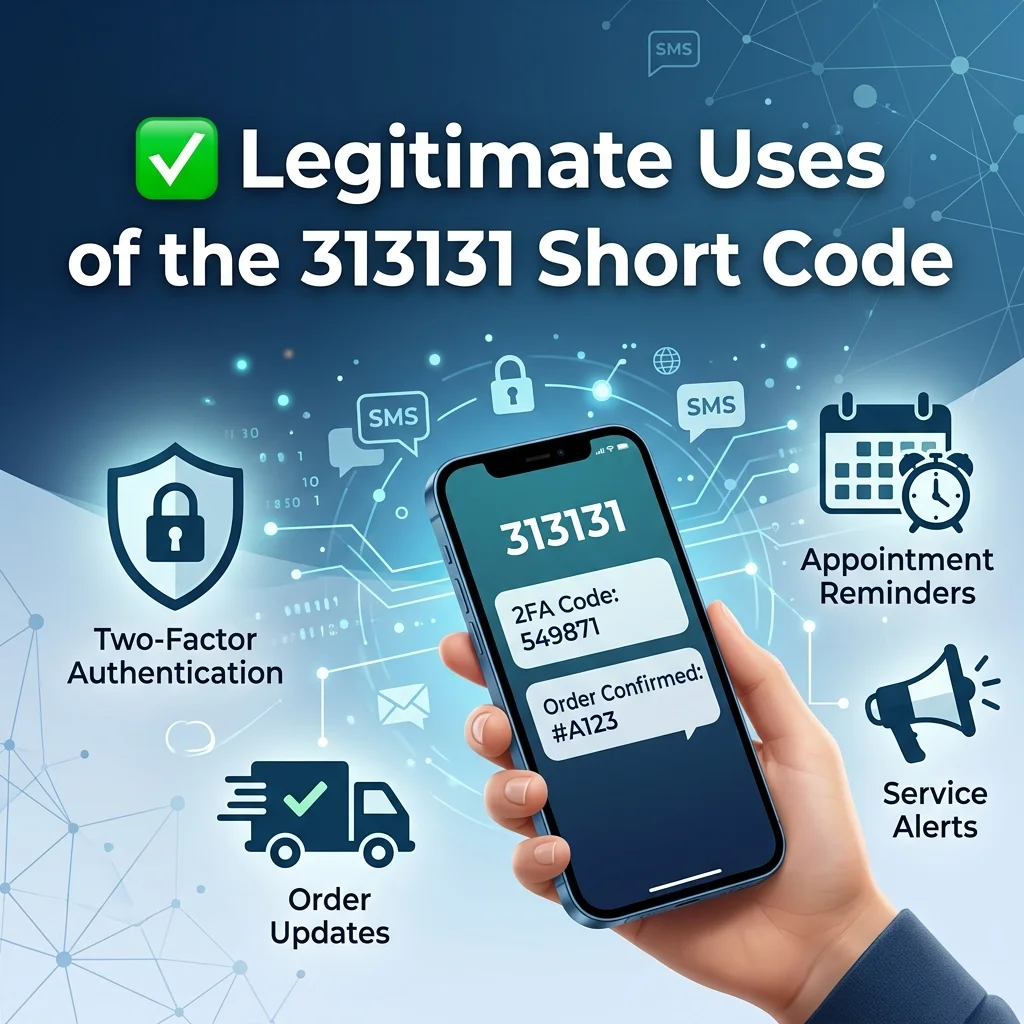 Legitimate uses of the 313131 short code, including SMS marketing, alerts, promotions, surveys, and customer communication