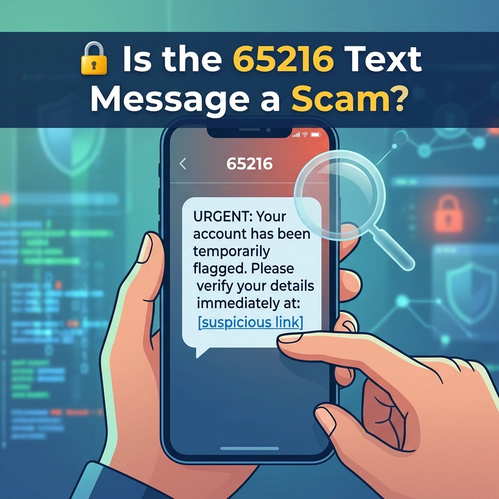 Is the 65216 text message a scam, including suspicious SMS signs, phishing links, verification codes, and safety tips