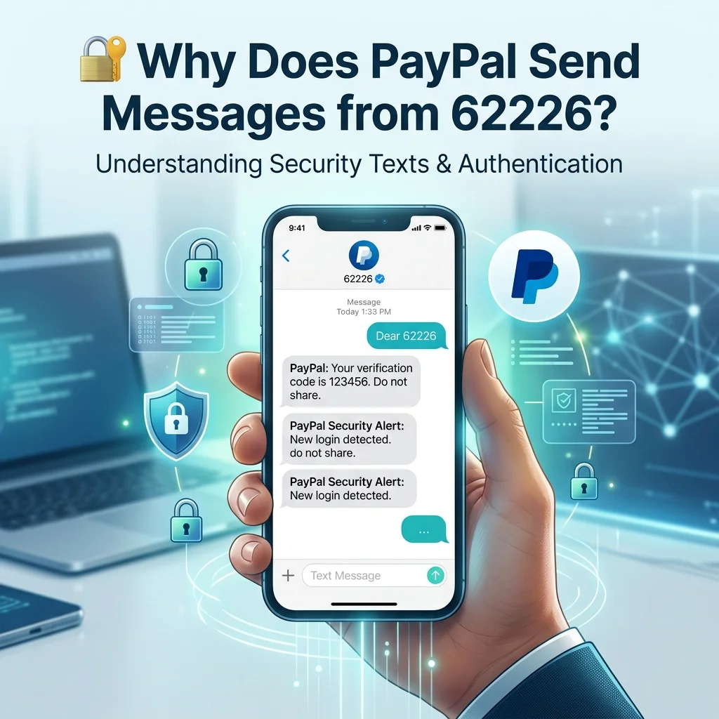 Why PayPal sends messages from 62226, including SMS verification codes, account security alerts, login confirmation, and authentication